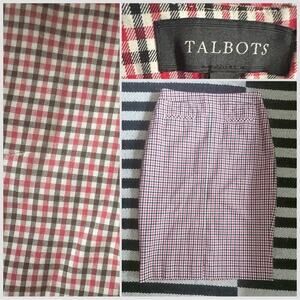 Talbots Pink and Black Checkered Pencil Skirt